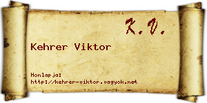 Kehrer Viktor névjegykártya